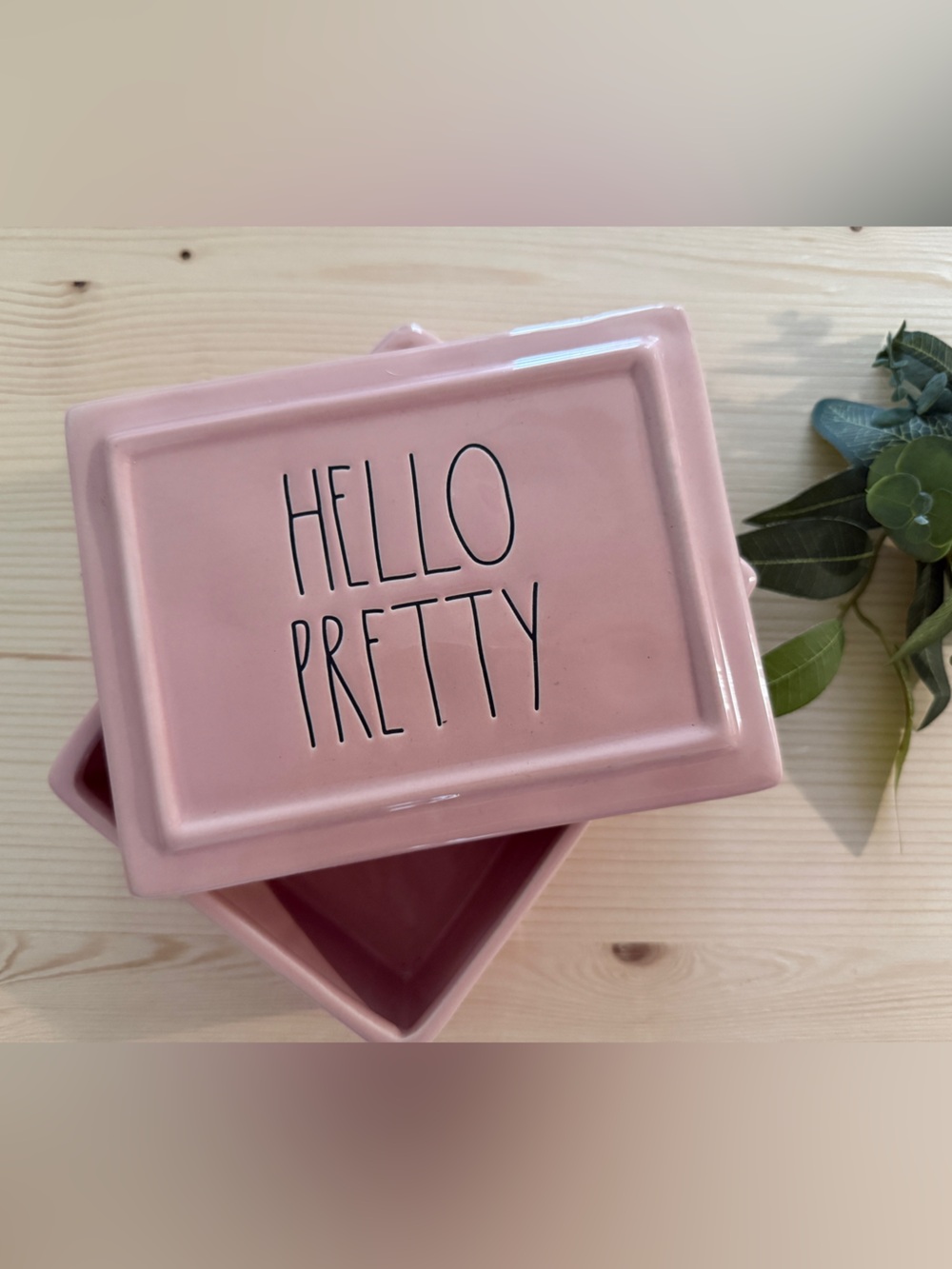 Rae Dunn Pink Hello Pretty jewelry box with lid